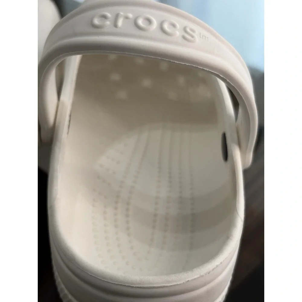 Crocs Classic Clog Men's White Slip-On Comfort Adjustable Heel Strap US 10
